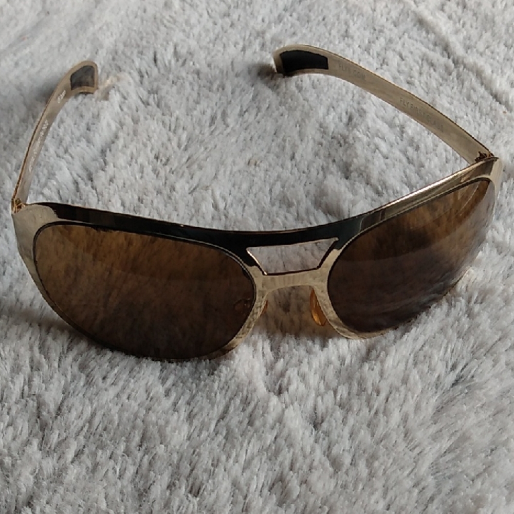 Vintage Black Flys Gold Sunglasses